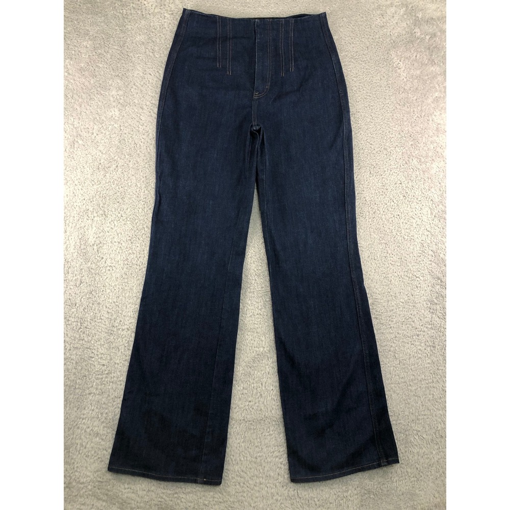 White House Black Market Jeans Womens 6 (37x32) Blue Wide Leg Trouser Sculpt